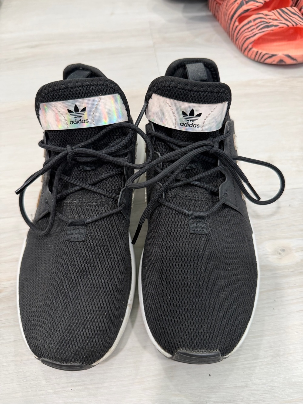 adidas Kids Black Sneakers with Iridescent Logo Tabs